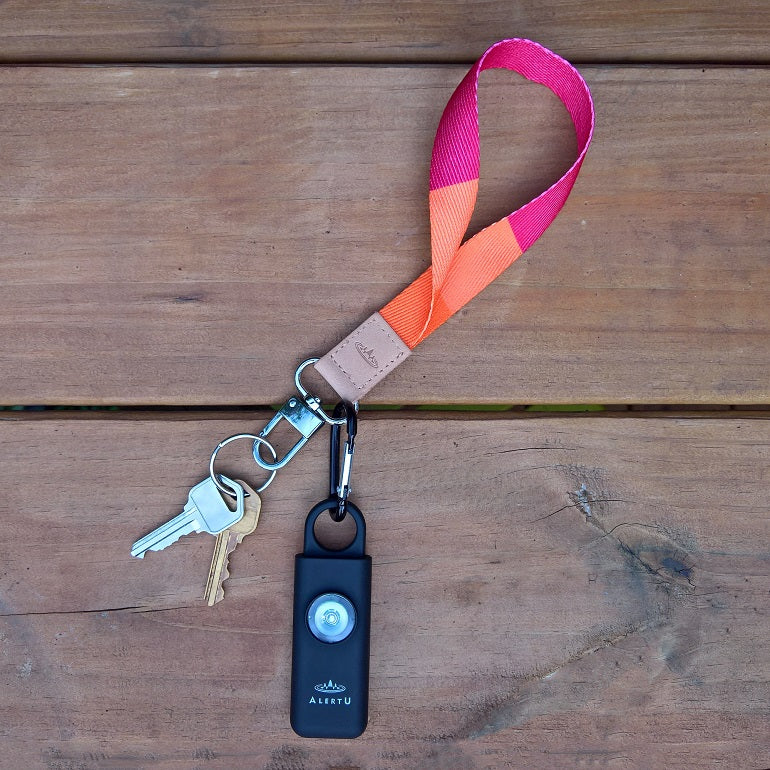 Personal Safety Alarm with Lanyard - Black/Pink Geo